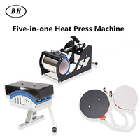 Nouvelle presse à chaud semi-automatique 5-en-1 pour T-shirts, imprimante de transfert thermique pour vêtements, chapeaux, tissus, cuir, tasses 110/220V, garantie 1 an