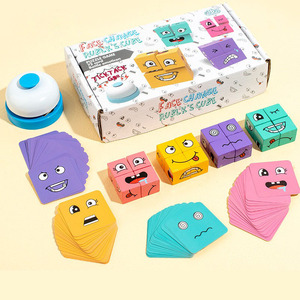 Cubeez - <span class=keywords><strong>Puzzle</strong></span> éducatif de reconnaissance des expressions faciales avec cubes <span class=keywords><strong>en</strong></span> <span class=keywords><strong>bois</strong></span> pour 1 à 4 joueurs, enfants et adultes - Product Image 1