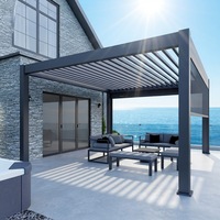 Kit de pergola en aluminium pour patio, avec stores motorisés en aluminium, imperméables et occultants, pour gazebo et pavillon