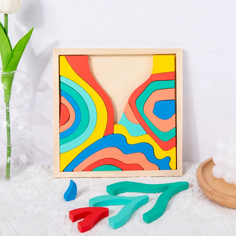 Jouets Montessori, Puzzles éducatifs en bois assortis pour enfants, Type de style géométrique en bois