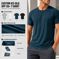 T-shirt en soie glacée pour hommes, protection solaire UPF 50+, anti-UV, séchage rapide, extensible dans les 4 sens, pour entraînement sportif et randonnée