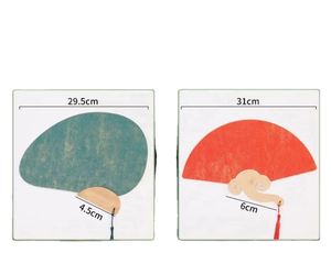 Éventail personnalisé en carton épais de bonne qualité, double face, en papier de riz, peint à la main, calligraphie, peinture chinoise semi-cuite - Product Image 4