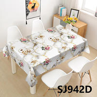 Nappe en PVC Imprimée Motif Floral Effet Marbre, Imperméable et Anti-Taches, pour Maison, Restaurant, Mariage, Fête, Banquet - Offre Spéciale