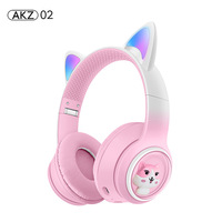 Audífonos Inalámbricos Akz-02, Nuevo Modelo, con Orejas de Gato Luminosas, Cancelación Activa de Ruido (ANC), Resistentes al Agua IPX-5, USB