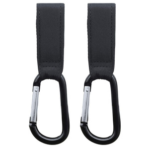 Stroller <b>Hooks</b> With Carabiner <b>Clips</b> Black Aluminum Alloy Double <b>Hook</b> For Baby Stroller Storage And Hanging Accessories - Product Image 2