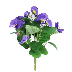 Purple color artificial pansy stem for wedding decoration
