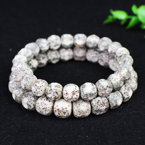 Bracelet en graines de Bodhi étoile et lune, 24 perles, blanc moucheté, unisexe, à porter au quotidien, bijoux culturels - Product Image 3