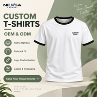T-shirt Ringer Homme Blanc et Noir à Bordures Contrastantes Col Rond Manches Courtes Style Rétro Décontracté Personnalisable Logo Vente en Gros OEM Marque Privée