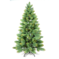 Sapin de Noël pré-éclairé personnalisé OEM/ODM, arbre artificiel floqué en PE à charnières avec cônes de pin et support métallique