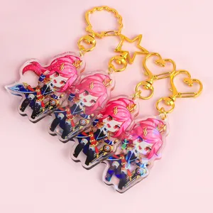 Giá Rẻ Thấp Moq Tùy Chỉnh Rõ Ràng In Acrylic Charms Keychain DIY Acrylic Shaker Móc Khóa