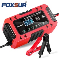 Chargeur de batterie de voiture et de moto FOXSUR FBC1206F 12V6A, chargeur intelligent multifonction à faible tension de démarrage et de réparation
