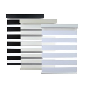 Dual Layer Electric Motorized <strong>Zebra</strong> Blind Blackout Window Roller Shades Black and White <strong>Stripes</strong> for Home Decor - Product Image 1