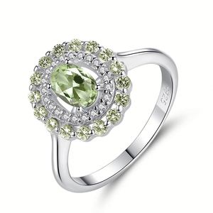 Ensemble de bijoux de luxe classique en zircon vert ovale 6*8mm pour femmes, fiançailles, mariage, plaqué rhodium, livraison gratuite - Product Image 4