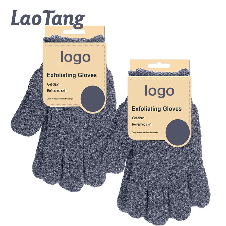 Wholesale Custom Logo Nylon Bath Gloves Simple Style Body Scrubber and Shower Mitt for Deep Skin Cleaning Exfoliating Gift