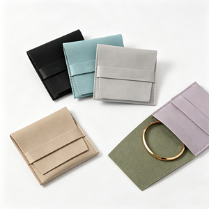 Sacs de rangement carrés en velours pour bijoux, fermeture à sangle croisée, en velours durable pour bijoux en acier inoxydable et petits accessoires - Product Image 1