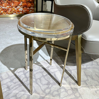 Table d'appoint de canapé moderne en cristal italien de qualité supérieure Meubles d'appoint de salon de luxe avec cadre en acier inoxydable Matériau métallique