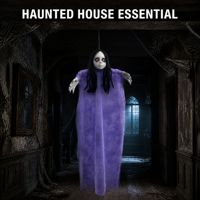 SIPKLR Fantôme suspendu violet pour Halloween, 80 cm/31,5 po, fantôme fille blême effrayant pour décoration de maison hantée, jardin, intérieur, extérieur, fête