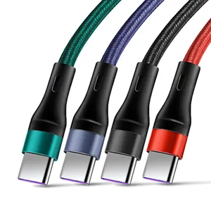 データケーブルナイロンUsb-AからUsb-CへのデータケーブルマイクロUSB5A電話用急速充電