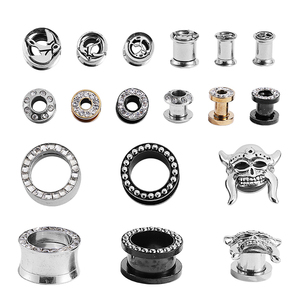 Clásico Acero inoxidable chapado en oro circón oreja medidores túneles tapones Piercing joyería - Product Image 6