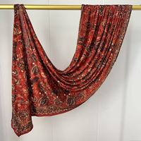 Voiles Hijab en Jersey de Coton Sharut à Imprimé Numérique et Blocs de Couleurs, Respirants, Toutes Saisons, pour Usage Quotidien et Extérieur des Femmes Musulmanes