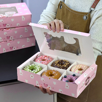 Boîtes à donuts à 6 compartiments, écologiques, de qualité alimentaire, jetables, pour pâtisserie, biscuits, desserts, personnalisables