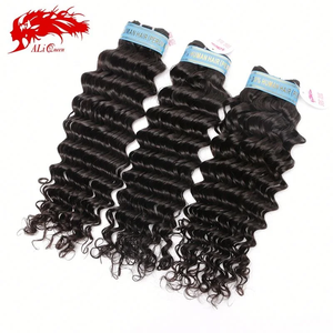 Onda profunda <span class=keywords><strong>de</strong></span> color natural <span class=keywords><strong>de</strong></span> alta calidad 100% Virgen al por mayor tejido <span class=keywords><strong>de</strong></span> <span class=keywords><strong>cabello</strong></span> peruano - Product Image 6