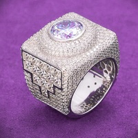 GRA Hip Hop Iced Out Bling 925 Sterling Silver Pass Diamond Tester VVS Purple Moissanite Cluster Signet Ring for Men