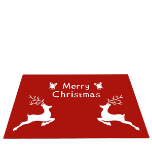 Tapis d'intérieur en velours cristal de luxe léger, style Noël, fabriqué à la machine, antidérapant, motif géométrique, hauteur de poils de 3 mm, entrée de maison facile - Product Image 1