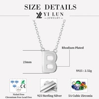 Collar con Colgante de Letra Inicial de Plata de Ley 925 YILUN, Chapado en Rodio, Joyería Minimalista Personalizada con Alfabeto, Regalo, Venta al por Mayor