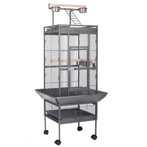 Cage à oiseaux en fil métallique argenté et noir pour perroquets, grande cage extérieure pour perroquets, prix de gros abordables - Product Image 3