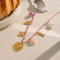Collier en acier inoxydable TD, style bohème, breloques océaniques, plaqué or 18 carats PVD, étanche, tortue, étoile de mer, coquillage, soleil, lune, bijoux d'été pour la plage
