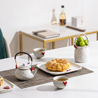 Service à thé en céramique blanche BAMBUS, théière et tasses modernes pour la maison, le café, les mariages, les services de table et la consommation quotidienne du thé