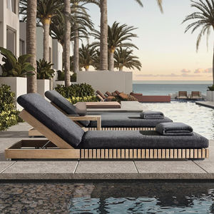 مقعد واحد تصميم فاخر الألومنيوم الشاطئ المتسكع الشمس في الهواء الطلق بجانب المسبح أثاث خشب الساج لمستودع الطعام استخدام النسيج المتين - Product Image 1