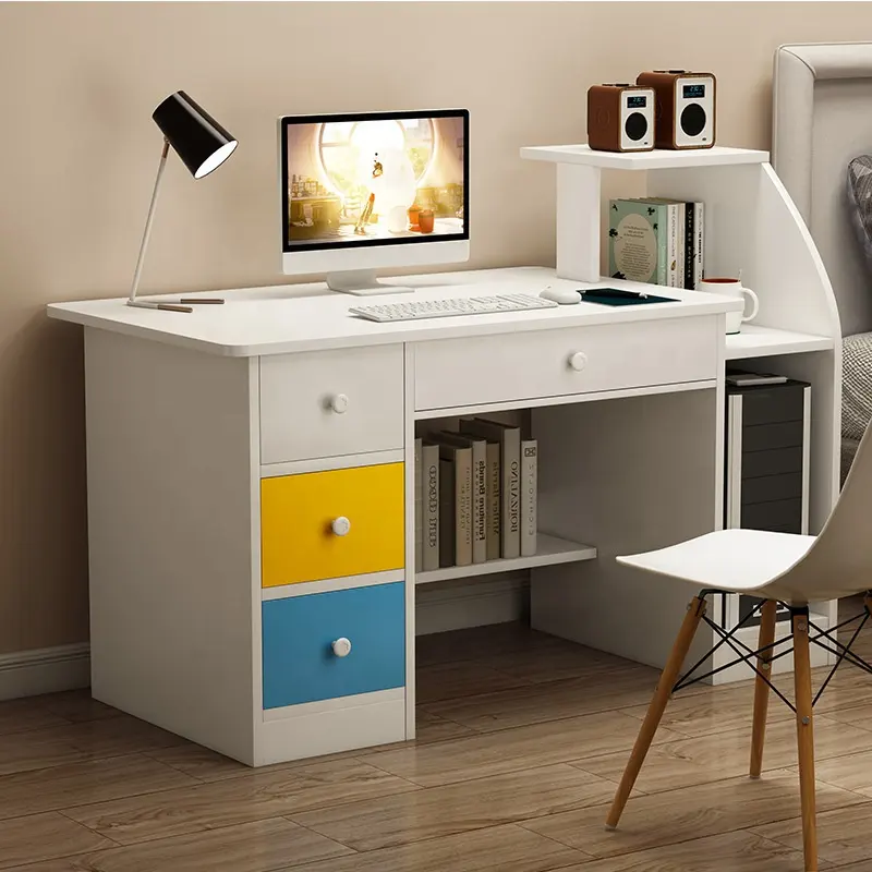 Barato moderno muebles de madera de los estudiantes blancos Profesor de trabajo o estudio de oficina en casa escritorio de la computadora con cajón estante para adolescente