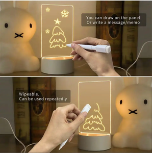Lampe de chevet créative 3D avec base pour tableau d'écriture effaçable, lampe LED RGB DIY pour messages, tableau d'écriture en acrylique pour chambre à coucher - Product Image 3