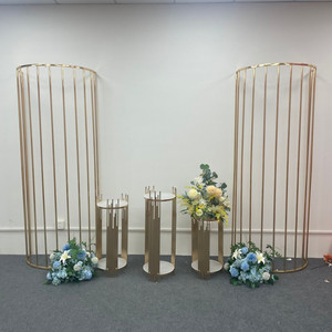Support <span class=keywords><strong>de</strong></span> toile <span class=keywords><strong>de</strong></span> fond semi-circulaire moderne en métal, cadre d'arche <span class=keywords><strong>de</strong></span> <span class=keywords><strong>mariage</strong></span> en fer électroplaqué or pour événements, fêtes et accessoires <span class=keywords><strong>de</strong></span> scène - Product Image 2