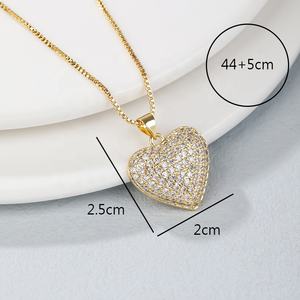 Grosir kalung liontin hati logam campuran berlapis emas 18K perhiasan Fashion dengan rantai manik-manik berbentuk bintang ulang tahun zirkonia kubik - Product Image 6