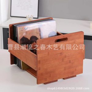 Organizador de escritorio minimalista de madera para oficina, organizador de escritorio, estante de almacenamiento para libros y artículos de papelería, cesta de almacenamiento para discos. - Product Image 2
