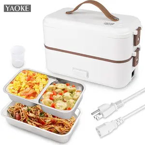 Kotak makan siang elektrik 1,5l, pemasak nasi dan makanan panas, kotak makan siang dengan wadah Stainless Steel, penanak nasi Mini