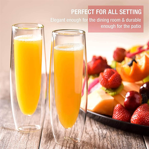 Verres de <span class=keywords><strong>flûte</strong></span> à Champagne à <span class=keywords><strong>Double</strong></span> paroi sans tige, verres à vin étincelant sans tige, <span class=keywords><strong>flûte</strong></span> à vin - Product Image 4