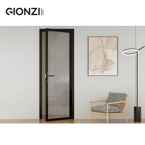 GIONZI дешевая цена, двери для ванной комнаты, алюминиевая водонепроницаемая створчатая дверь для ванной комнаты, туалета