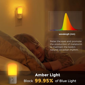 Veilleuse LED couleur ambre avec capteur crépusculaire, intensité réglable, à brancher, pour chambre d'enfant - Product Image 3