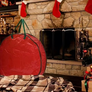 BSCI Factory Wholesale High Quality Reusable Christmas Ornament Storage Bags <b>Xmas</b> <b>Wreath</b> Round Storage Hand Bag - Product Image 2