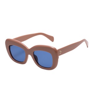 Lunettes de soleil rétro pour femmes, monture épaisse en PC, grandes lunettes œil-de-chat, verres optiques UV400, rivets latéraux tendance, vente en gros - Product Image 6