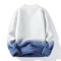 IMA343Winter Noël dégradé hommes col rond chaud décontracté tricoté jacquard vison laine pull pull sur mesure