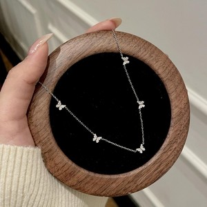 Su misura S925 in <span class=keywords><strong>argento</strong></span> Sterling Full Diamond collana a farfalla catena per clavicola da <span class=keywords><strong>donna</strong></span> elegante e Versatile lusso bel <span class=keywords><strong>girocollo</strong></span> - Product Image 2