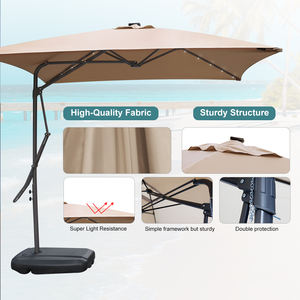 2025 su misura Heavy Duty giardino esterno parasole manuale ascensore solare Cantilever Patio mercato ombrello luci Led con <span class=keywords><strong>logo</strong></span> - Product Image 5