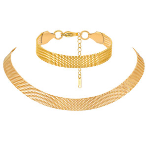 Collier à bracelet en <span class=keywords><strong>maille</strong></span> en acier inoxydable pour femmes doré Style européen américain All-Match Fashion Clavicule Chain Jewelry Set - Product Image 6