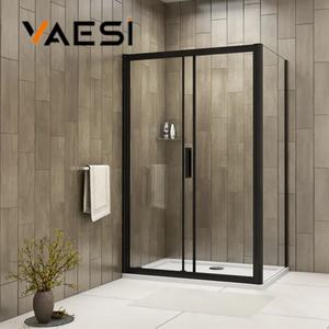 <span class=keywords><strong>Porte</strong></span> <span class=keywords><strong>de</strong></span> <span class=keywords><strong>douche</strong></span> coulissante encadrée <span class=keywords><strong>en</strong></span> aluminium avec <span class=keywords><strong>verre</strong></span> trempé noir mat à <span class=keywords><strong>bas</strong></span> prix <span class=keywords><strong>de</strong></span> l'usine Vaesi - Product Image 4