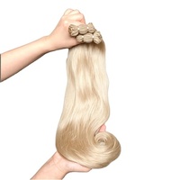 Extensions de cheveux humains lisses dorés 100% vierges, soyeux, sans nœuds, sans perte, faciles à coudre pour usage quotidien, fêtes, mariages et coiffures en salon